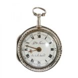 Pierre Ferrot & Acher Catalan pocket watch. S. XVIII. White dial, Roman numerals. Back engraved with