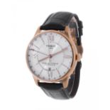 TISSOT Chemin des Tourelles Powermatic 80GMT watch, ref. T0994293603800, for men/Unisex.Pink gold-