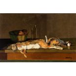 RAFAEL DURANCAMPS I FOLGUERA (Sabadell, 1891 - Barcelona, 1979)."Still life with rabbit and