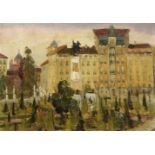 AGUSTÍN REDONDELA (Madrid, 1922-2015)."Plaza de Oriente".Oil on canvas.Signed in the lower right