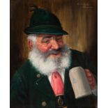 FRITZ MULLER (Germany, 19th-20th century)."Beer drinker". Munich.Oil on táblex.Signed and located in