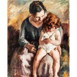 JOSEPH A. MATURO (Caserta, Italy 1867-1938)"Mother and Child", Florence, 1928.Oil on canvas.