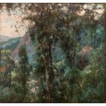 LUIS GRANER ARRUFÍ (Barcelona, 1863 - 1929)."Forest", 1920.Oil on canvas adhered to panel.Signed and