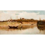 JOAQUIN VAYREDA VILA (Girona, 1843 - Olot, Girona, 1894)."The River".1878.Oil on canvas.Signed and