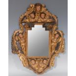 Cornucopia type frame; early 18th century.Carved, gilded and polychrome wood.Rear moon.Measurements: