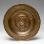 Petition plate. Germany, possibly Nuremberg, 16th century.Gilded copper.Measurements: 26 cm (