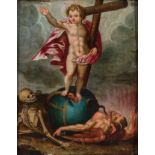 Spanish school; first half of the 17th century."Infant Jesus triumphing over death and evil".Oil