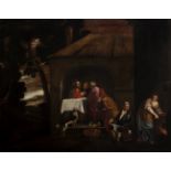 17th century Spanish school."Jesus in Mateo's house".Oil on canvas.Measurements: 84 x 107 cm, 104
