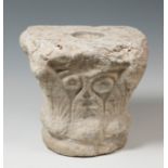 Visigothic capital of Corinthian inspiration; 6th-8th century.Carved marble.It shows faults and wear