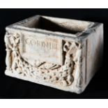 Cinerary urn. Ancient Rome, 1st century A.D.Marble. In good condition. Provenance: Ex. Leo Biaggi de