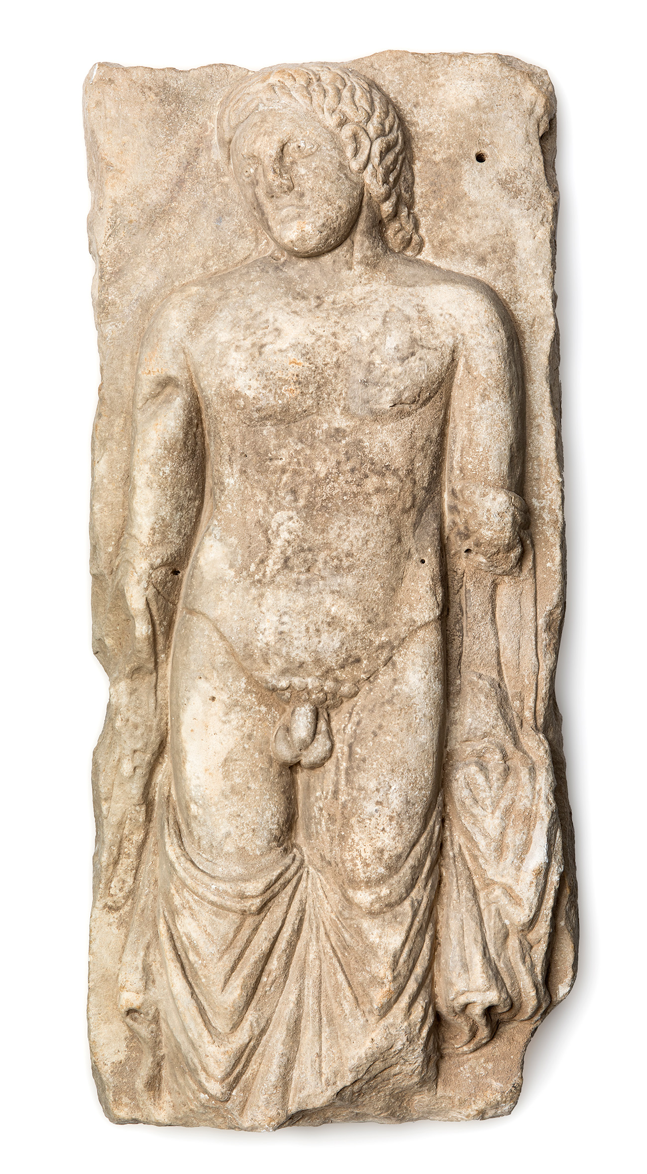 Greek relief, late Hellenistic or Roman, 1st c. BC - 2nd c. AD.Stone.Measurements: 71 x 31 x 8 cm.