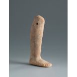 Right leg of an articulated doll. Smyrna, 4th-3rd century BC.Terracotta.Provenance: Smyrna, 1895-