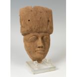 Sarcophagus mask; Egypt, New Kingdom, 1550-1070 BC.Wood with polychromy.Measurements: 26 x 16 x 5