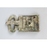 Visigothic belt buckle. Iberian Peninsula, 6th-7th century AD.Bronze and vitreous paste.