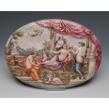 Plate of the ROYAL FACTORY OF CAPODIMONTE; Naples, 19th century."Classical scene".Enamelled