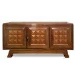 Sideboard GASTON POISSON. France, 1950s.Mahogany or tropical wood. Lemongrass interior with