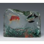 Possibly RICCARDO LICATA (Turin, 1929-2014).Paperweight "Aquarius", 1960s.Murano glass with gold and