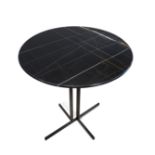 Coffee Table NATUZZI. Model ESTRO E028.Sahara Noir marble top.Metal structure with Black Brunito