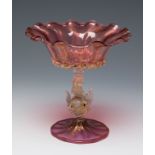 SALVIATI & CO. Murano, Venice, late 19th century.Art Nouveau goblet.Blown glass and fine gold