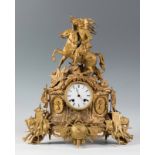 Clock, Napoleon III style; France, 19th century.Gilt bronze.No key preserved.Measurements: 53 x 44 x