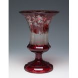 Bohemian vase, 19th century.Three-layered glass.Measurements: 25 (height) x 17 cm (diameter).Vase