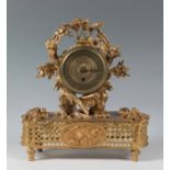 Louis XVI style clock; France, late 19th century.Gilt bronze.No key or bell.The lid does not close