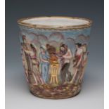 Vase from the ROYAL FACTORY OF CAPODIMONTE; Naples, 19th century."Mythological offering".Enamelled