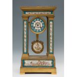 Clock; Second Empire, circa 1860.Bronze and Sévres porcelain plates.Measurements: 54.5 x 28.5 x 16.5