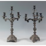 Pair of candlesticks; Barcelona, c. 1860.Silver.Punched.Measurements: 48 x 20,5 x 20,5 cm (x2).