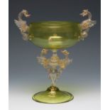 SALVIATI & CO. Murano, Venice, late 19th century.Art Nouveau goblet.Blown glass and fine gold