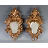 Pair of cornucopias Carlos III, second third of the eighteenth century.Carved and gilded wood.