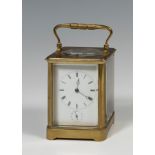 Carriage alarm clock; France, second half of the 19th century.Bronze, brass and glass.The glass is