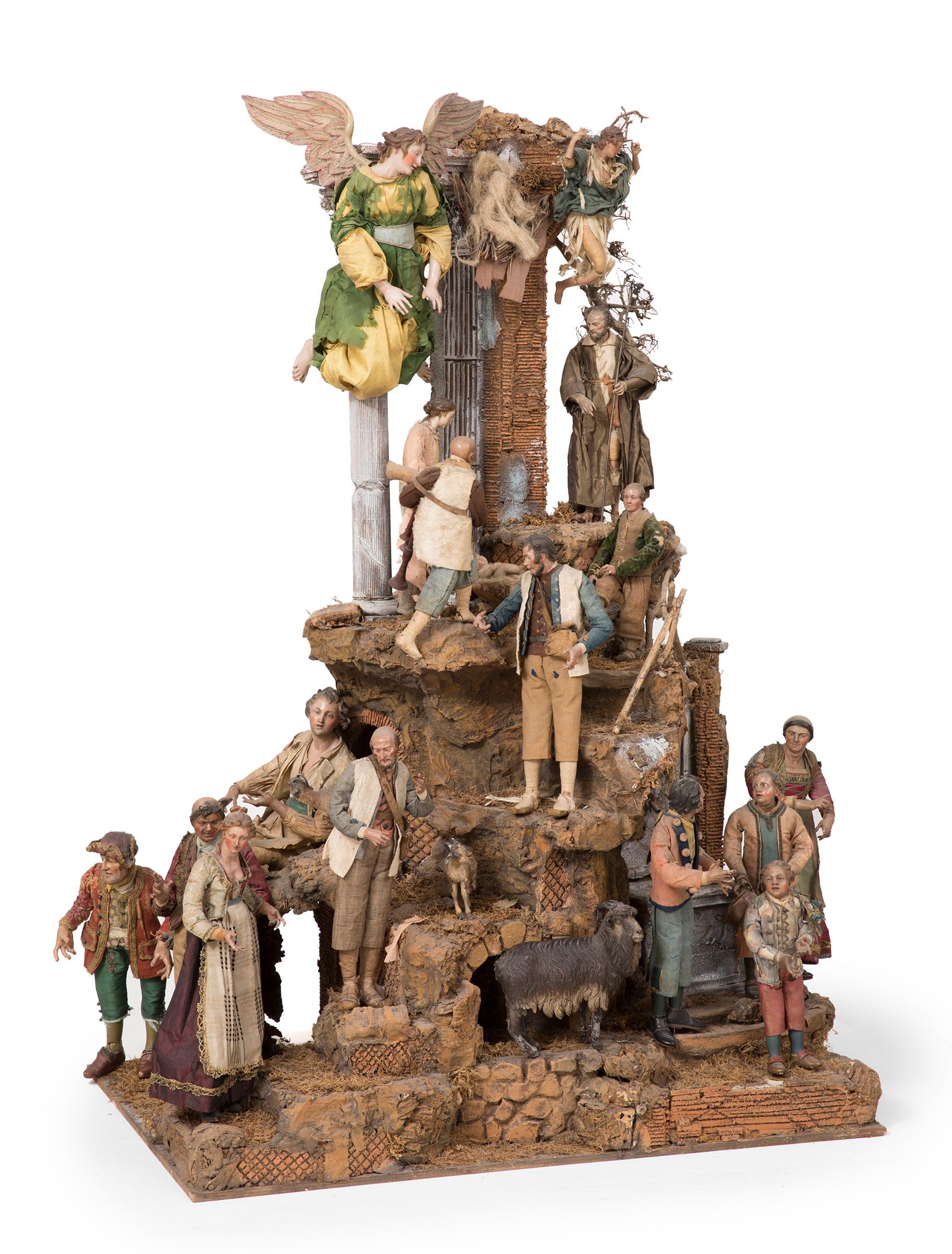 Neapolitan school; second half of the 18th century."Bethlehem".Polychrome terracotta, vitreous