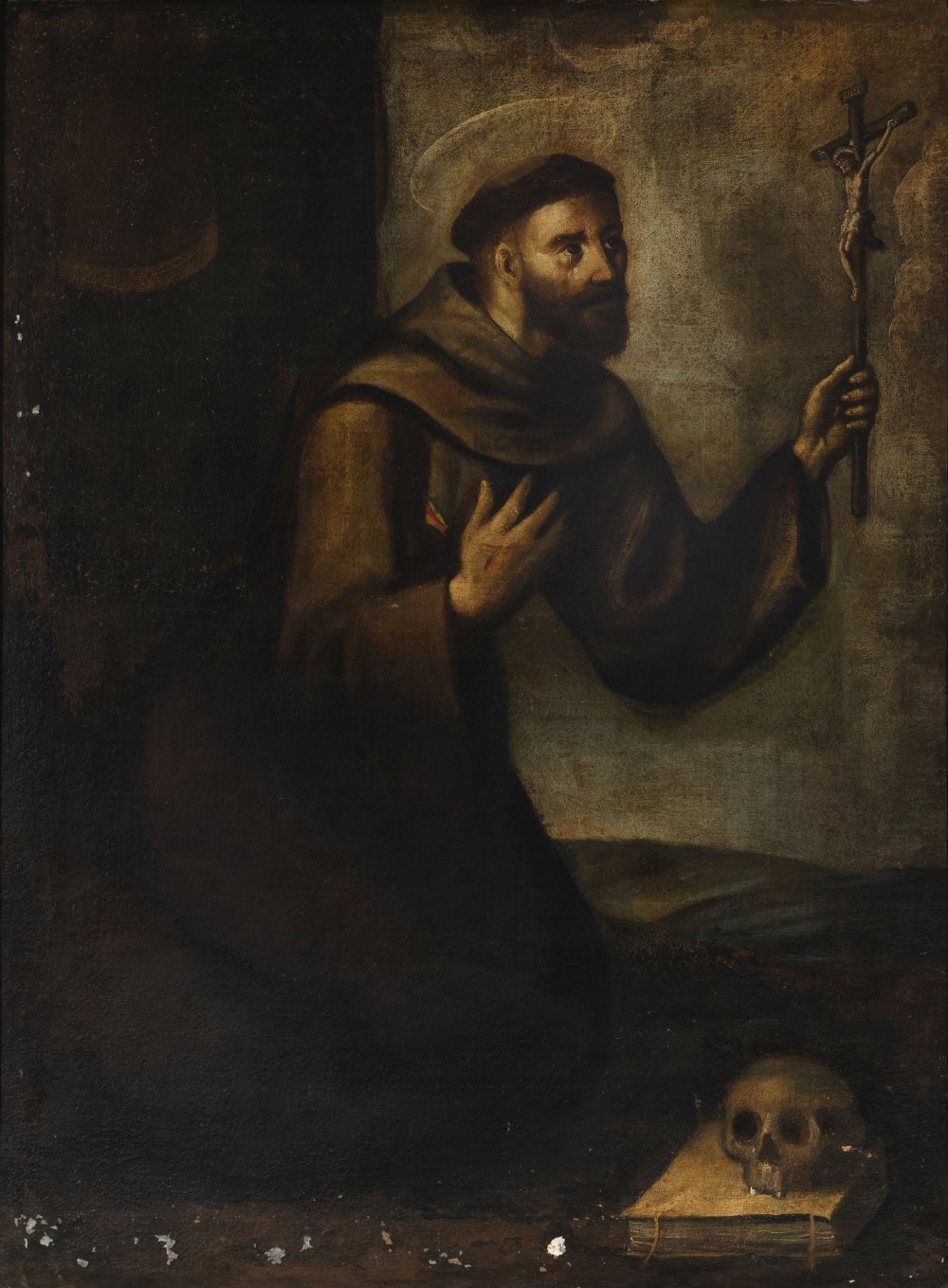 Sevillian school of the 18th century."Saint Francis".Oil on canvas.Size: 125 x 100 cm; 133 x 109