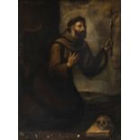 Sevillian school of the 18th century."Saint Francis".Oil on canvas.Size: 125 x 100 cm; 133 x 109