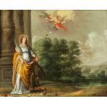 Follower of PETER PAUL RUBENS, first half of the 17th century."Saint Catherine of Alexandria".Oil on