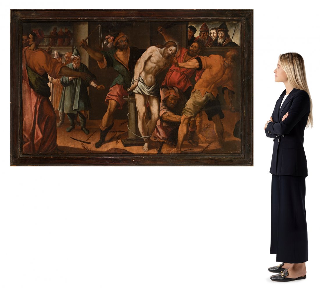 Spanish school, 17th century."The Flagellation of Christ".Oil on canvas.Relined.Period frame and - Bild 4 aus 7