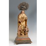 Spanish school, 17th century."Virgin".Wood carving, polychrome and gilded.Silver crown.Measurements: