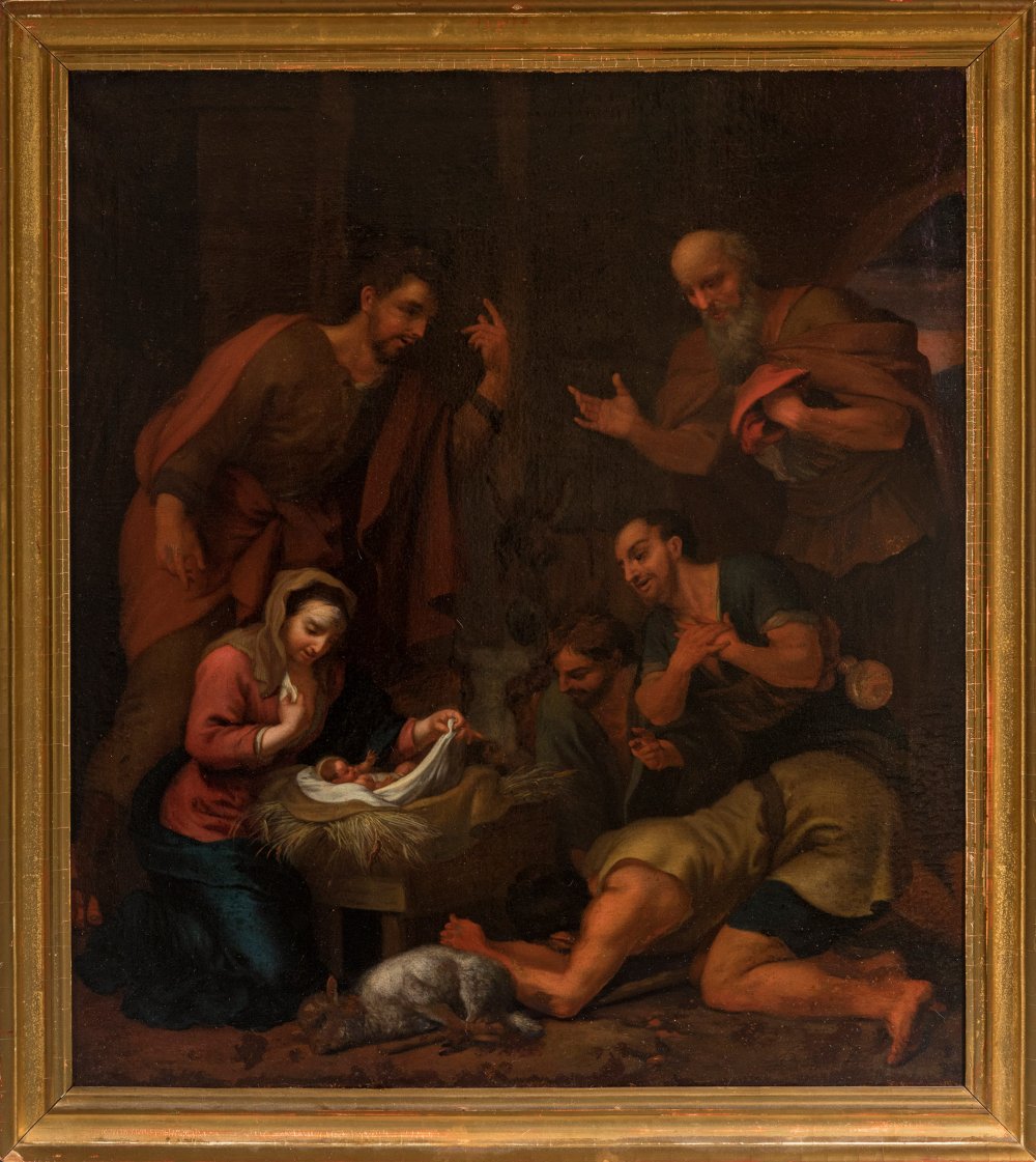 Italian school; circa 1700."Nativity".Oil on canvas.It presents slight restorations.Measurements: 69 - Bild 3 aus 4