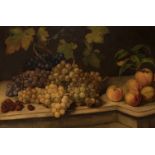 19th century Spanish school."Still life of fruit".Oil on canvas.Size: 53 x 79 cm; 71 x 97 cm (