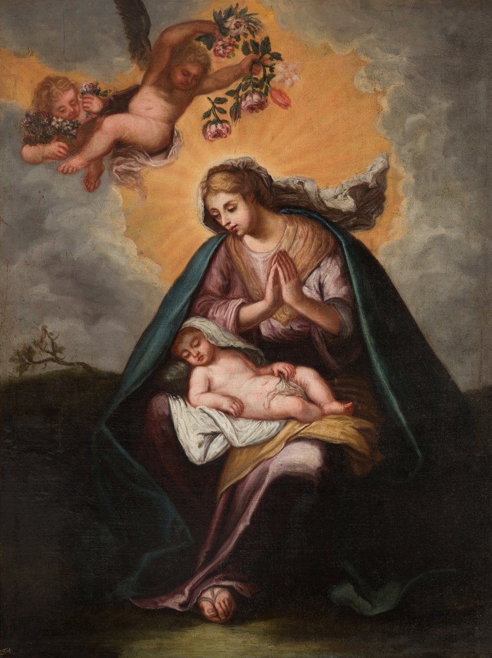 Andalusian school; second half of the 17th century."Virgin of Silence".Oil on canvas.Presents