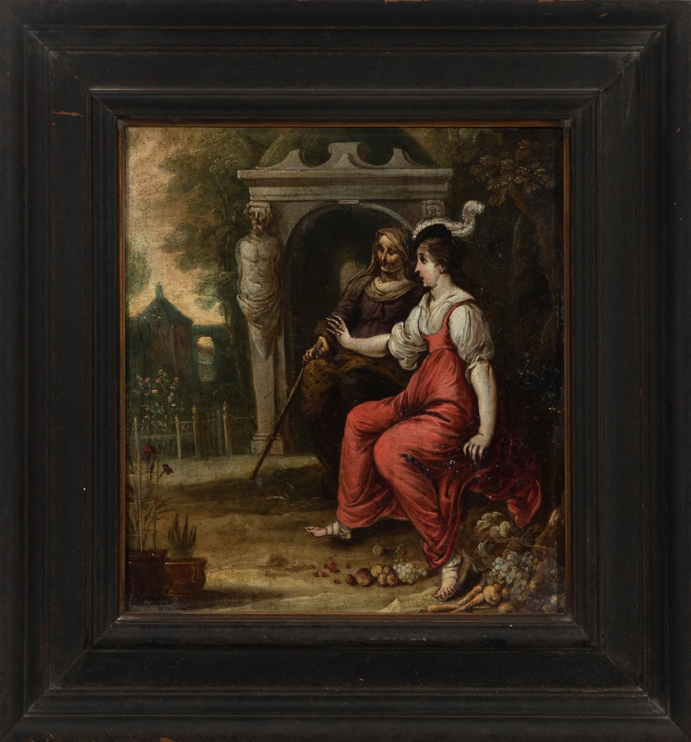 Antwerp School; mid-17th century."Jacob and Rachel" and "Rebecca and Sarah".Oil on copper.They - Bild 4 aus 5