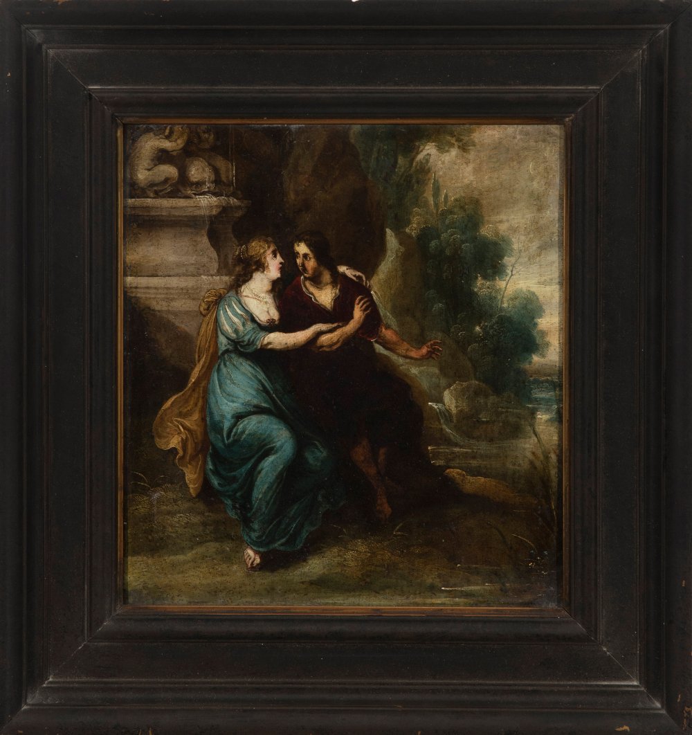 Antwerp School; mid-17th century."Jacob and Rachel" and "Rebecca and Sarah".Oil on copper.They - Bild 3 aus 5