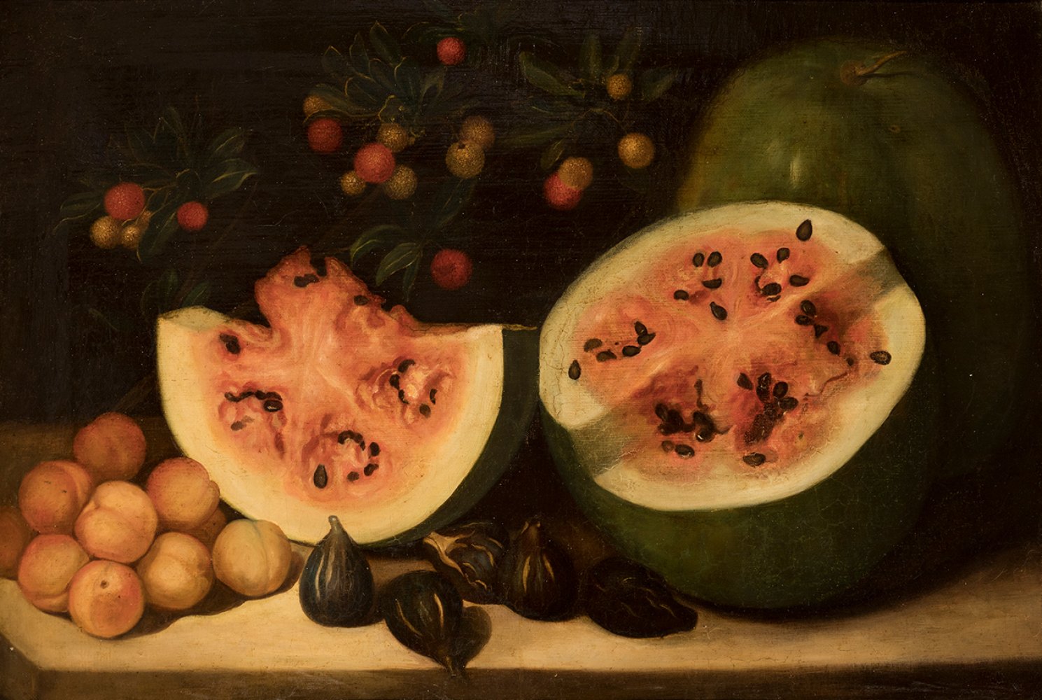 19th century Spanish school."Still life of fruit".Oil on canvas.Size: 53 x 79 cm; 71 x 97 cm (