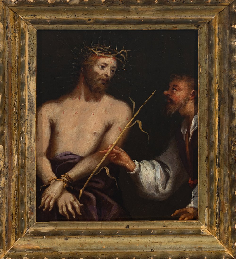 Follower of ANTON VAN DYCK (Antwerp, 1599 - London, 1641)."Ecce Homo.Oil on copper.It presents - Image 2 of 4