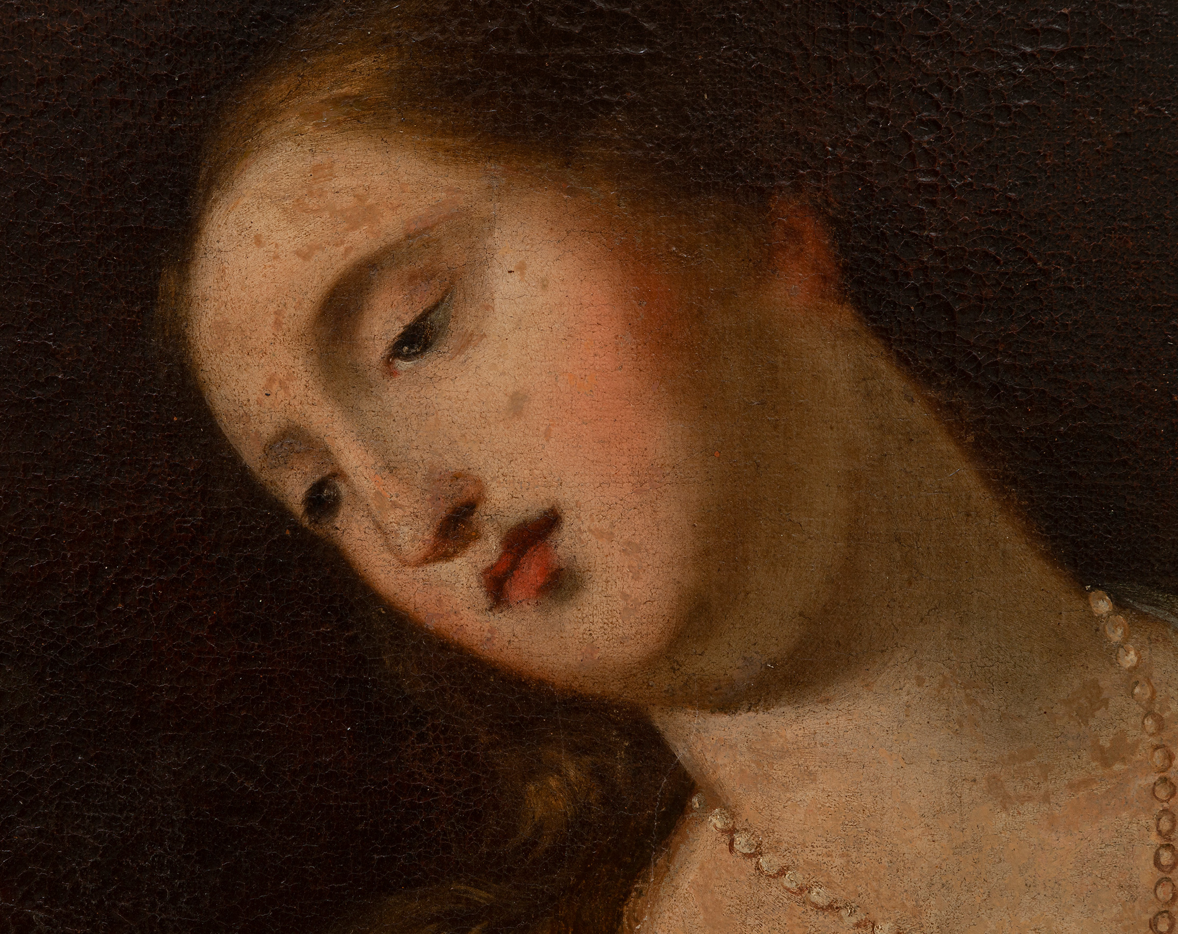 17th century Italian school."Penitent Magdalene".Oil on canvas.Size: 88 x 126 cm; 115 x 150 cm ( - Bild 4 aus 7