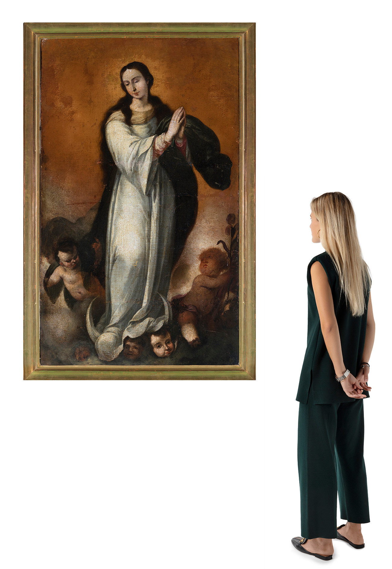 Andalusian school of the 17th century."Immaculate Conception".Oil on canvas.Re-drawn.It presents - Bild 5 aus 7