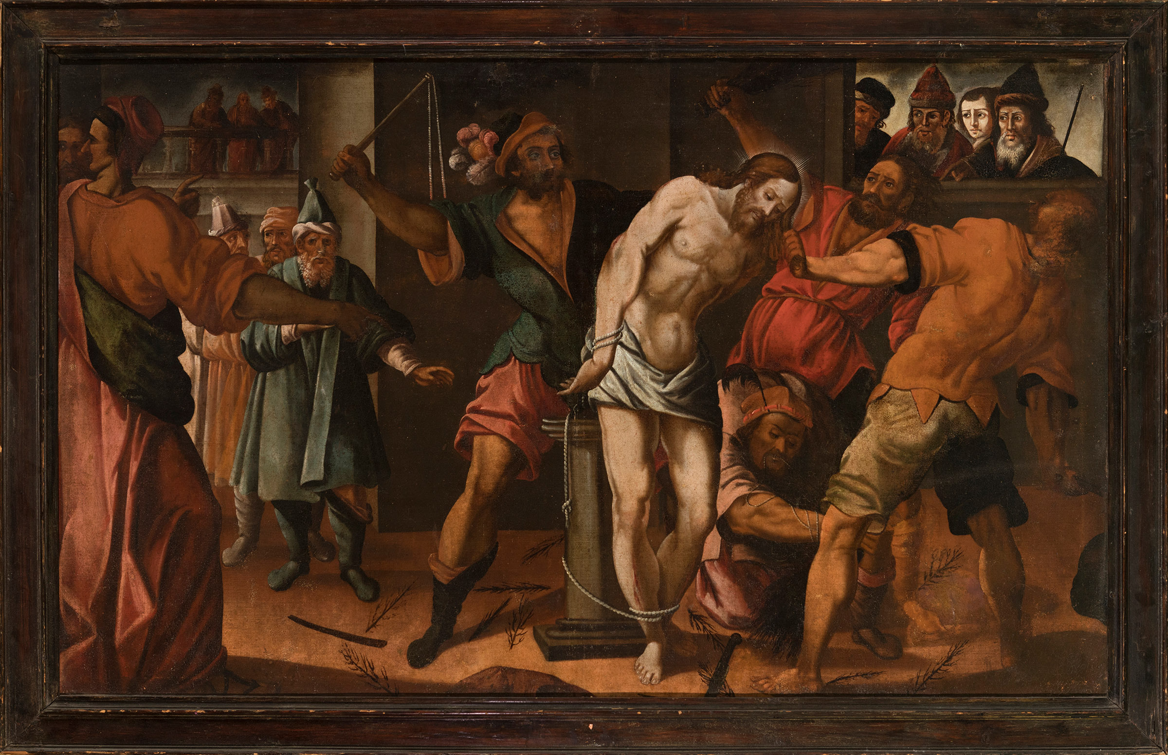 Spanish school, 17th century."The Flagellation of Christ".Oil on canvas.Relined.Period frame and - Bild 5 aus 7