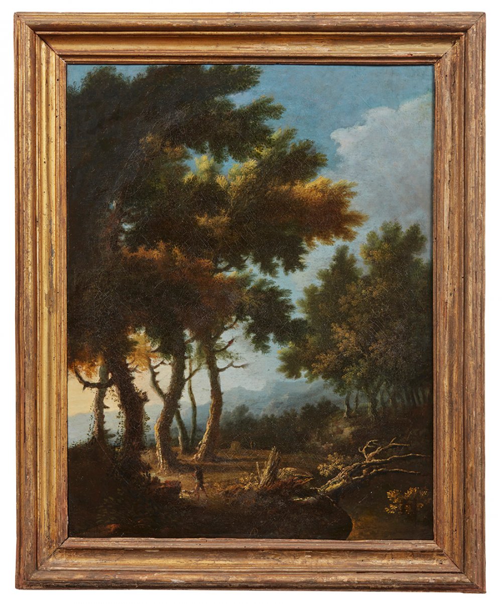Italian school, early 18th century."Landscape with hunter and dog".Oil on canvas.Measurements: 71, - Bild 3 aus 6