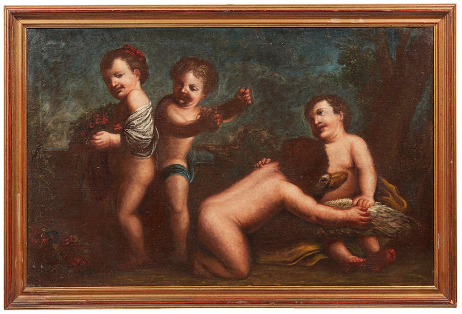 Venetian school, 18th century."Group of little lovebirds".Pair of oils on canvas.Measurements: 66 - Bild 4 aus 5